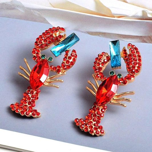 Lobster Blues Crystal Drop Earrings - ODDSALTBoutique