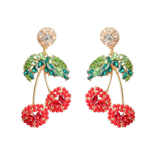 Cherry-Shaped Studded Drop Earrings - ODDSALTBoutique