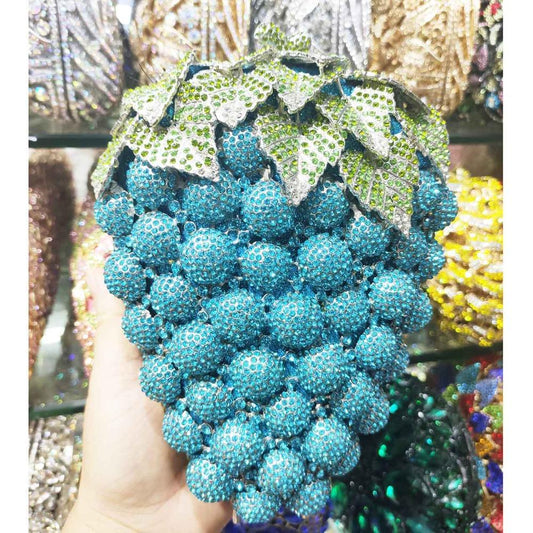 Purple Grape Luxury Crystal Bags Women Banquet Purse Ladies Evening Bags Diamond Clutch Bags Wristlets Handbags SM21 - ODDSALTBoutique