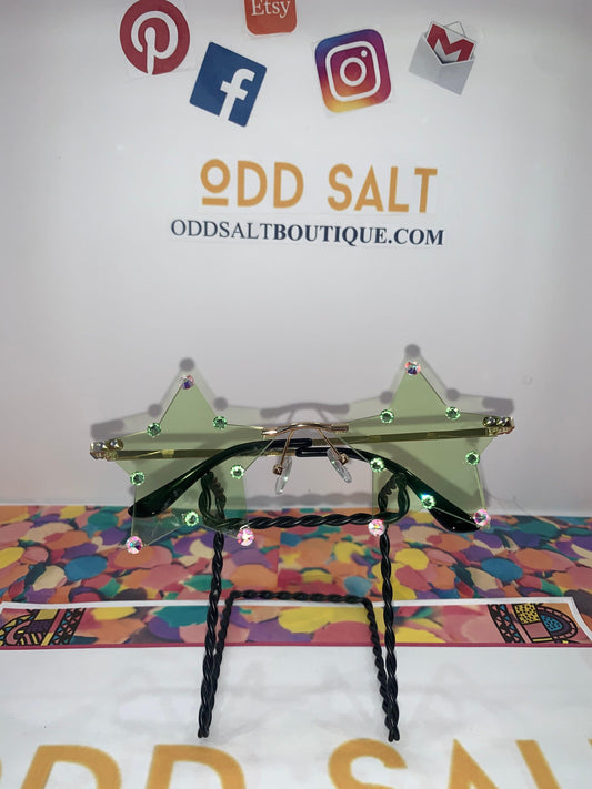 Lime Green Seeing Stars Sunglasses - ODDSALTBoutique