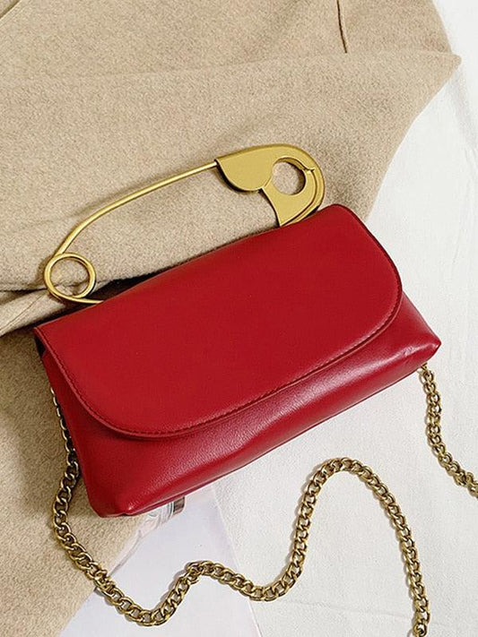 Safety Pin Handle Handbag - ODDSALTBoutique