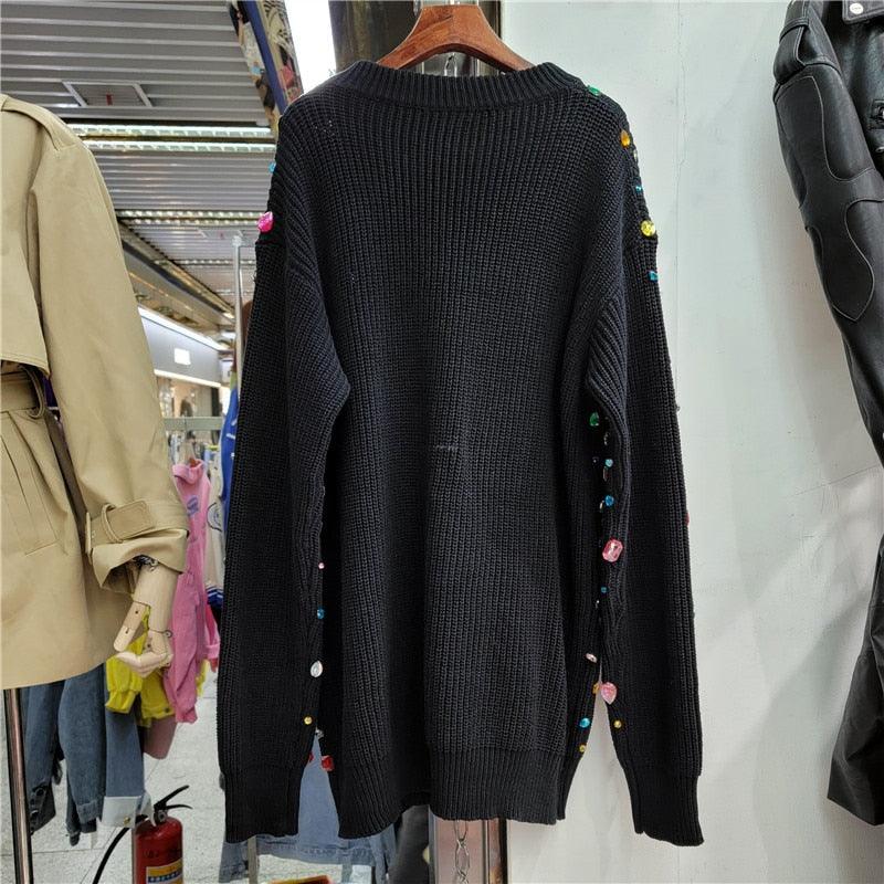 Beaded Oversized Sweater - ODDSALTBoutique