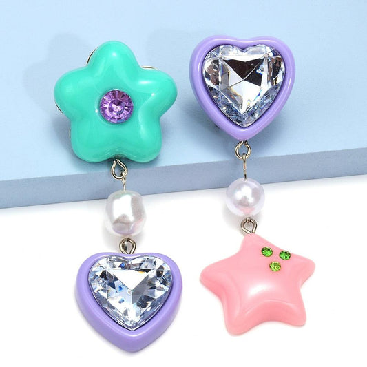 Love Heart Flower Drop Earrings - ODDSALTBoutique