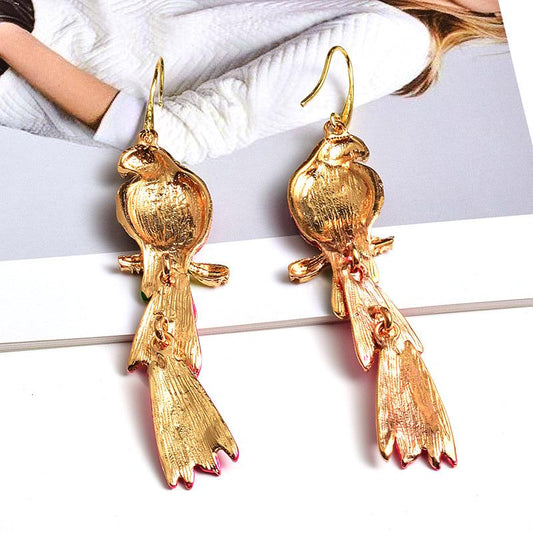 Statement Long Bird-Shaped Drop Earrings - ODDSALTBoutique
