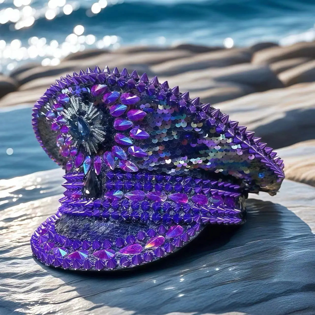 Royalty Glitter Violet Captain Hat