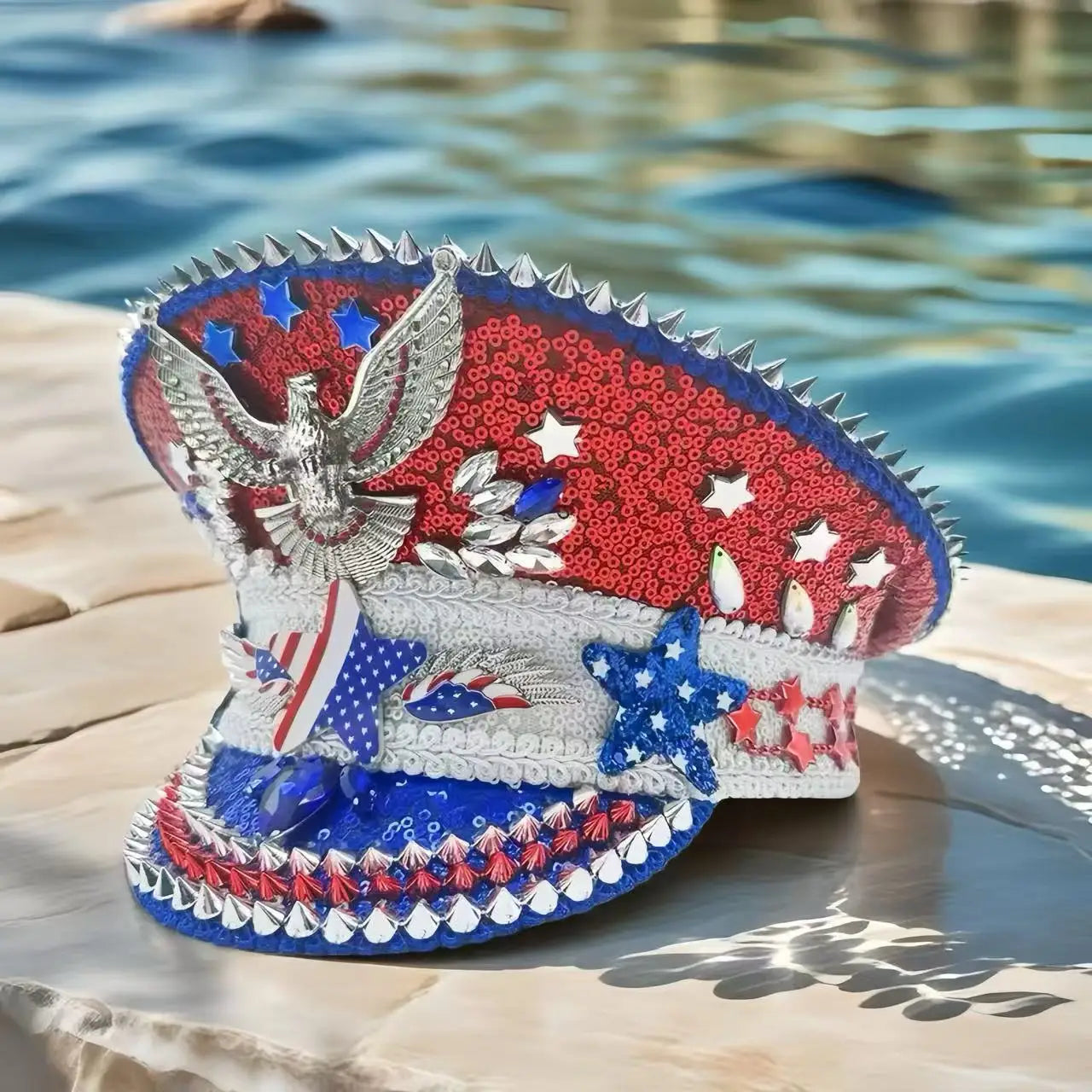 Made in the USA Blue Bling Captain Hat