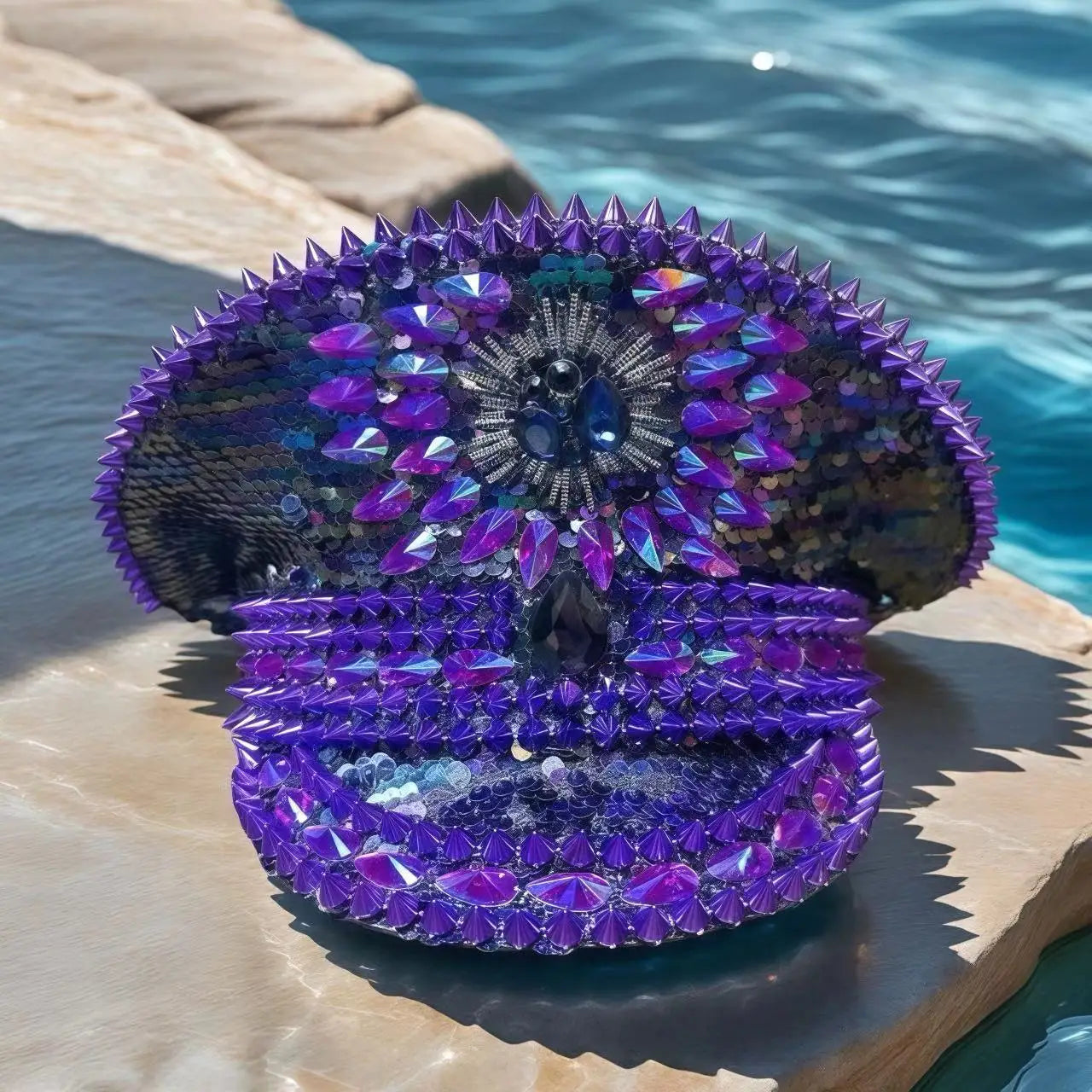 Royalty Glitter Violet Captain Hat