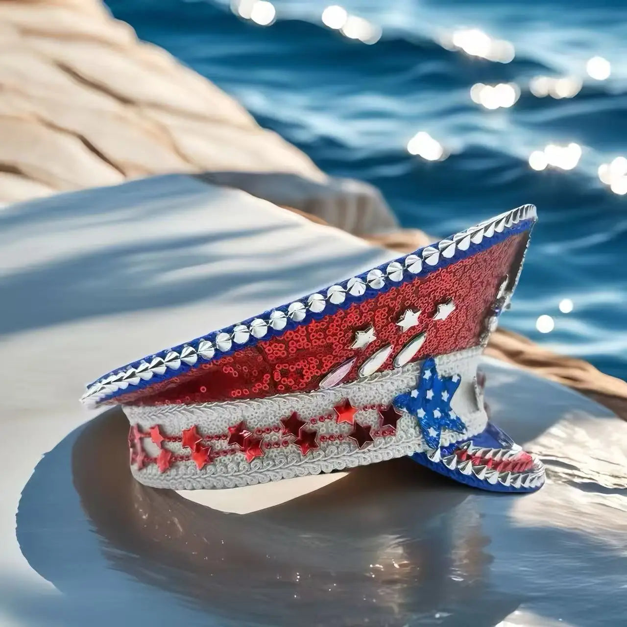 Made in the USA Blue Bling Captain Hat