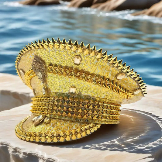 Glitter Sequin Rhinestone Captain Hat