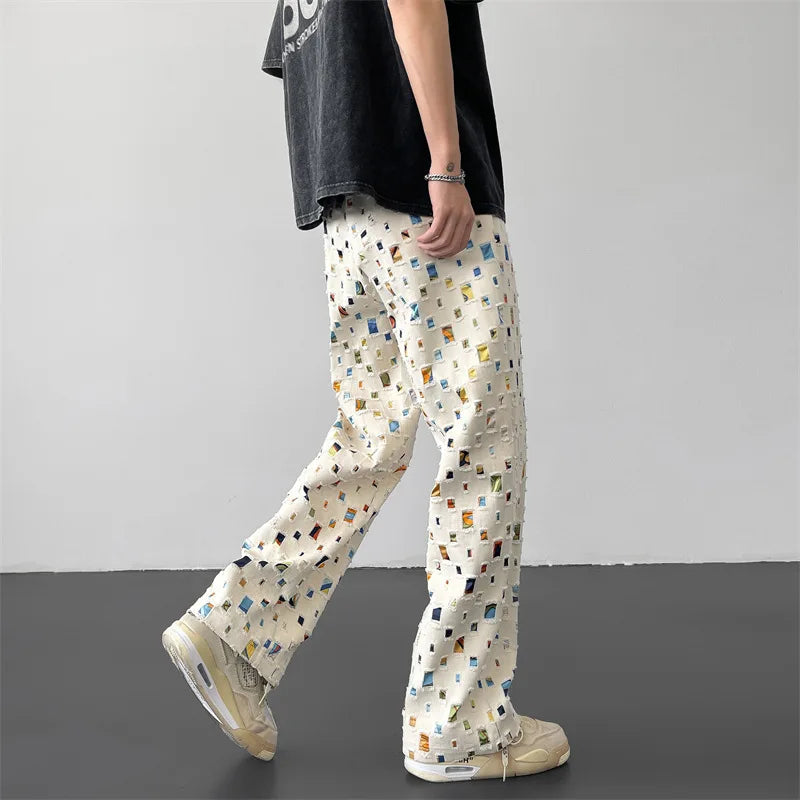 Hollow Checkered Plaid Pants