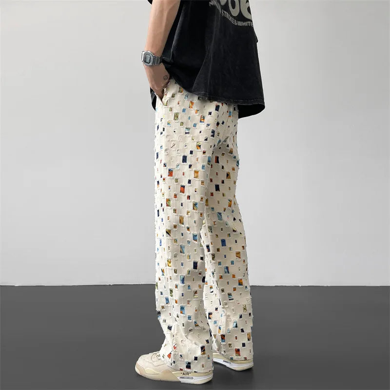 Hollow Checkered Plaid Pants