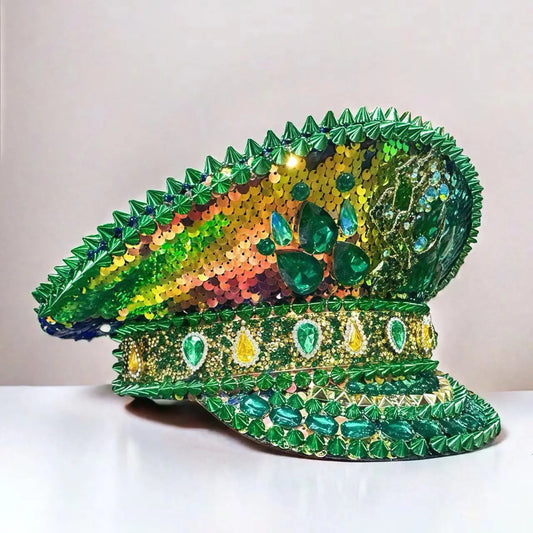 Mean Green Captain Rhinestone Hat