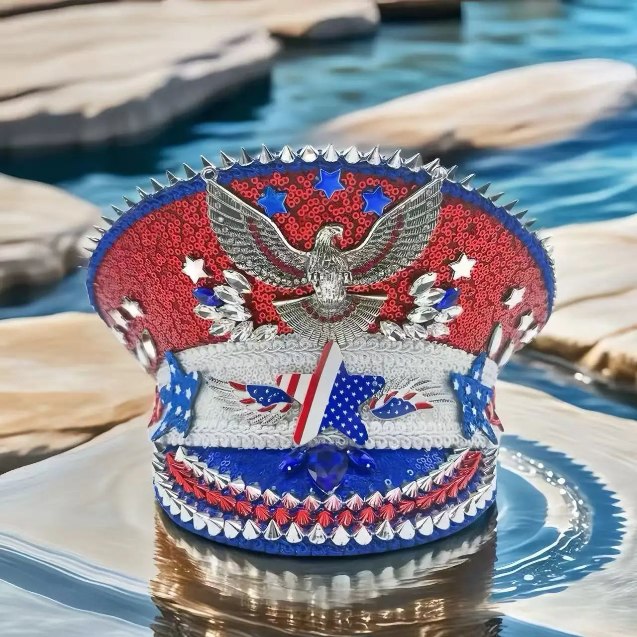 Made in the USA Blue Bling Captain Hat