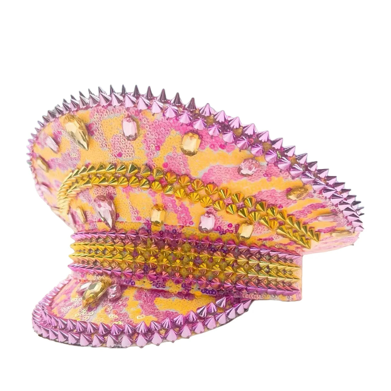 Star Burst Pink Captain Rhinestone Hat