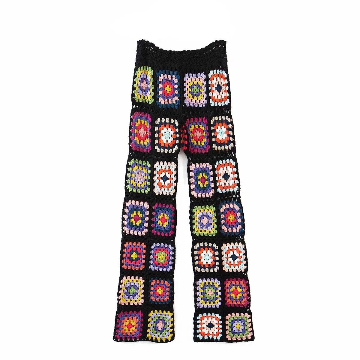 Retro Handmade Crochet Motif Pants - ODDSALTBoutique