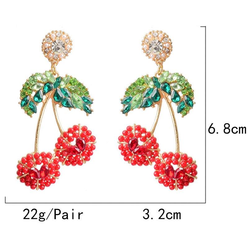 Cherry-Shaped Studded Drop Earrings - ODDSALTBoutique