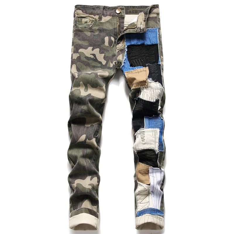 Camouflage Patchwork Quilt Feel Jean - ODDSALTBoutique