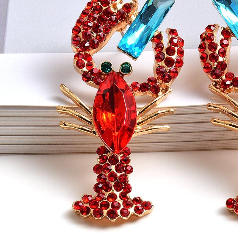 Lobster Blues Crystal Drop Earrings - ODDSALTBoutique