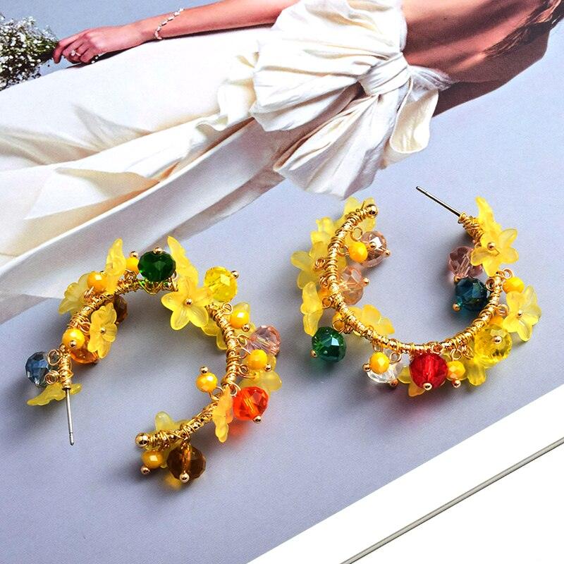 Handmade Colorful Crystals Hoop Earrings - ODDSALTBoutique