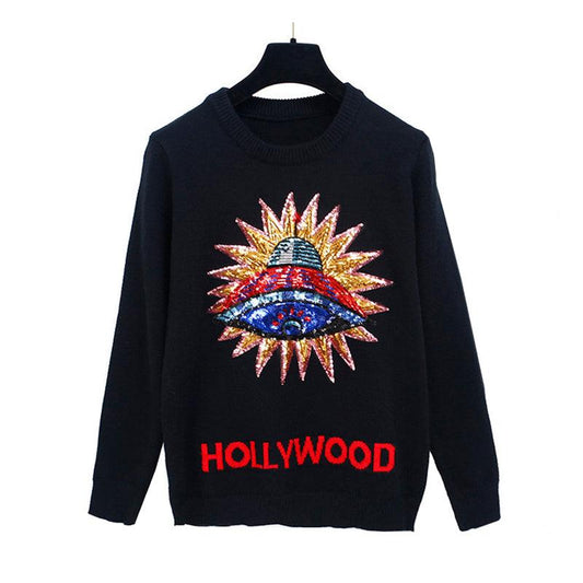 Vintage 3D UFO Sequin Sweater - ODDSALTBoutique