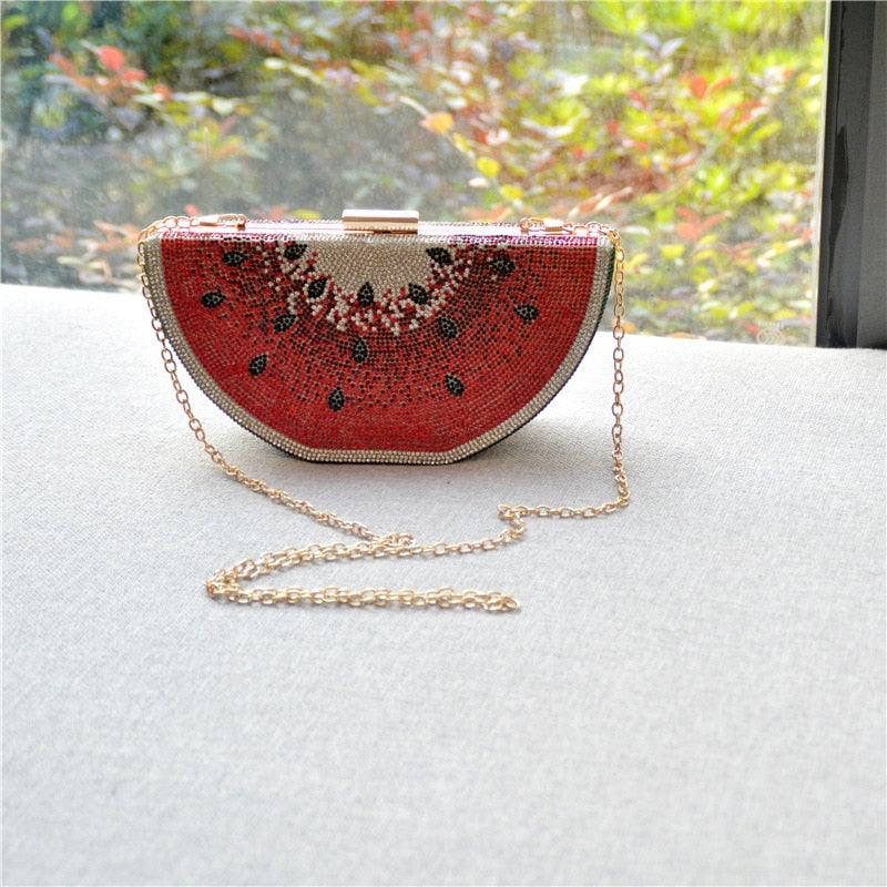 Watermelon Shaped Bedazzled Clasp Handbag - ODDSALTBoutique