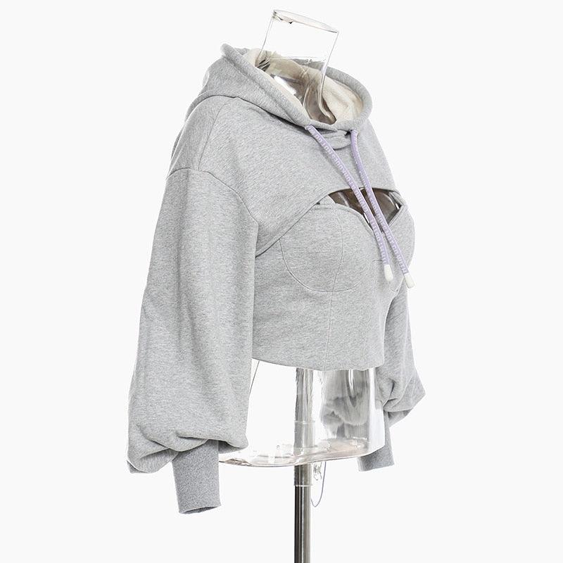 Corset Push Cropped Hoodie - ODDSALTBoutique