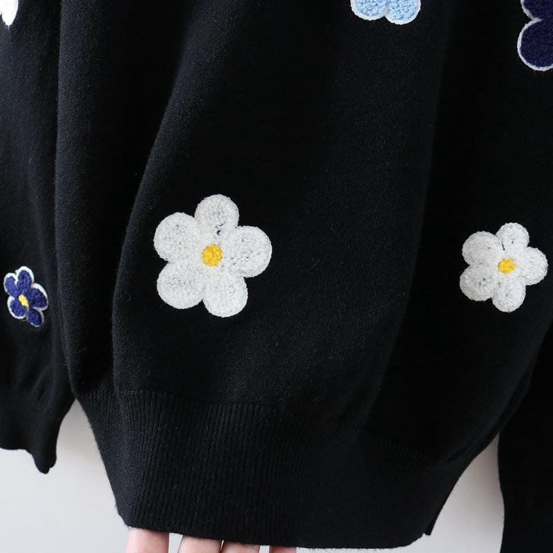 Floral Embroidery Pullover Sweater - ODDSALTBoutique