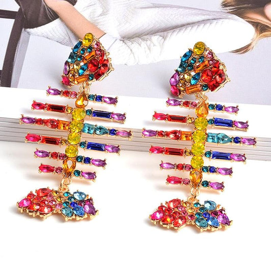 Colorful Fishbone Drop Earrings - ODDSALTBoutique