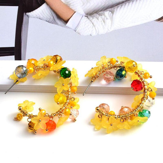 Handmade Colorful Crystals Hoop Earrings - ODDSALTBoutique