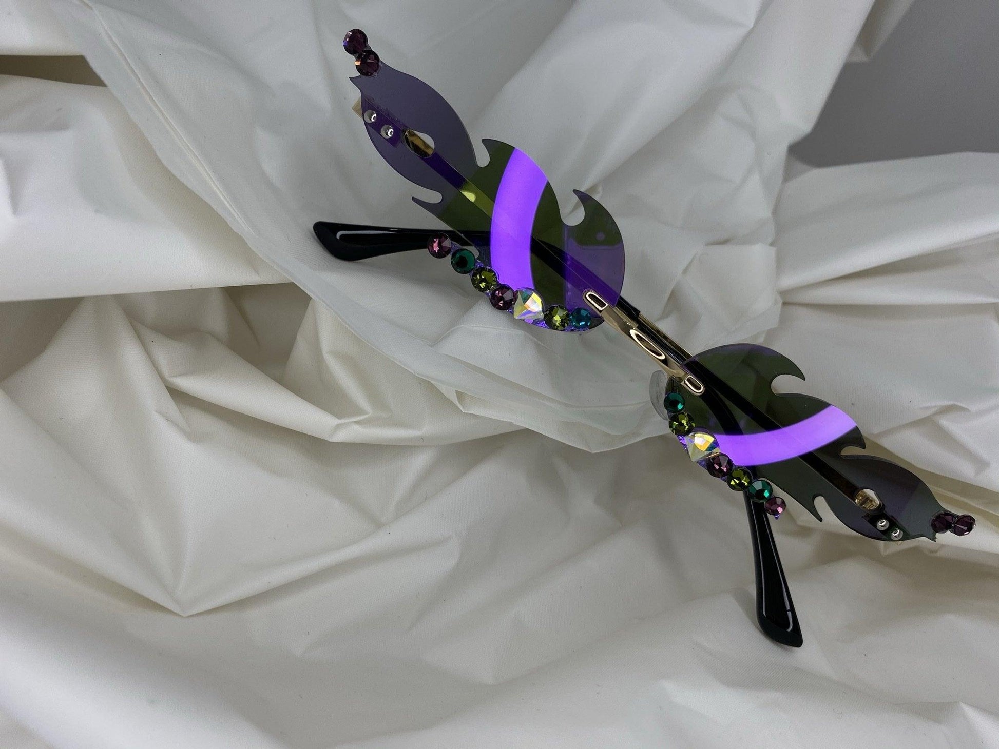 Purple Green Reflective Flame Shaped Sunglasses - ODDSALTBoutique