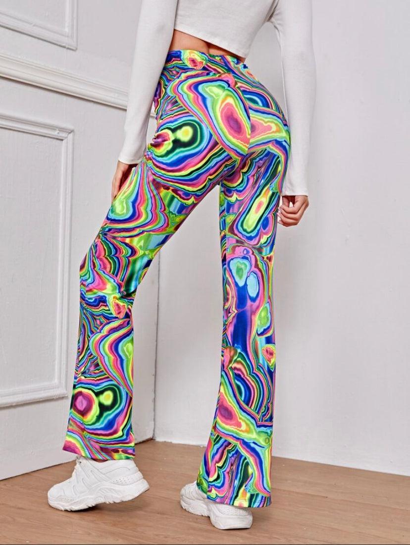 Neon Tie Dye Flare Leg Pants/Shorts - ODDSALTBoutique