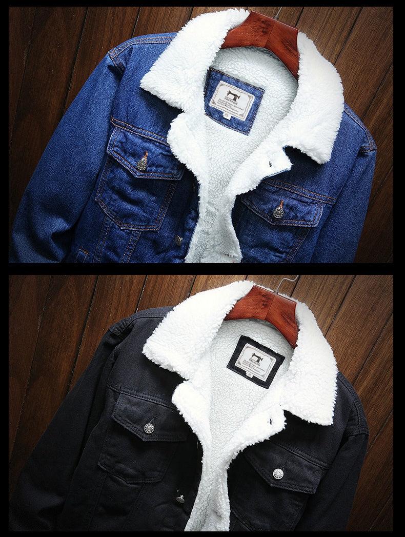 Men Winter Jean Jacket Outerwear Warm Denim Coats Wool Liner Thicker  Jackets 6XL