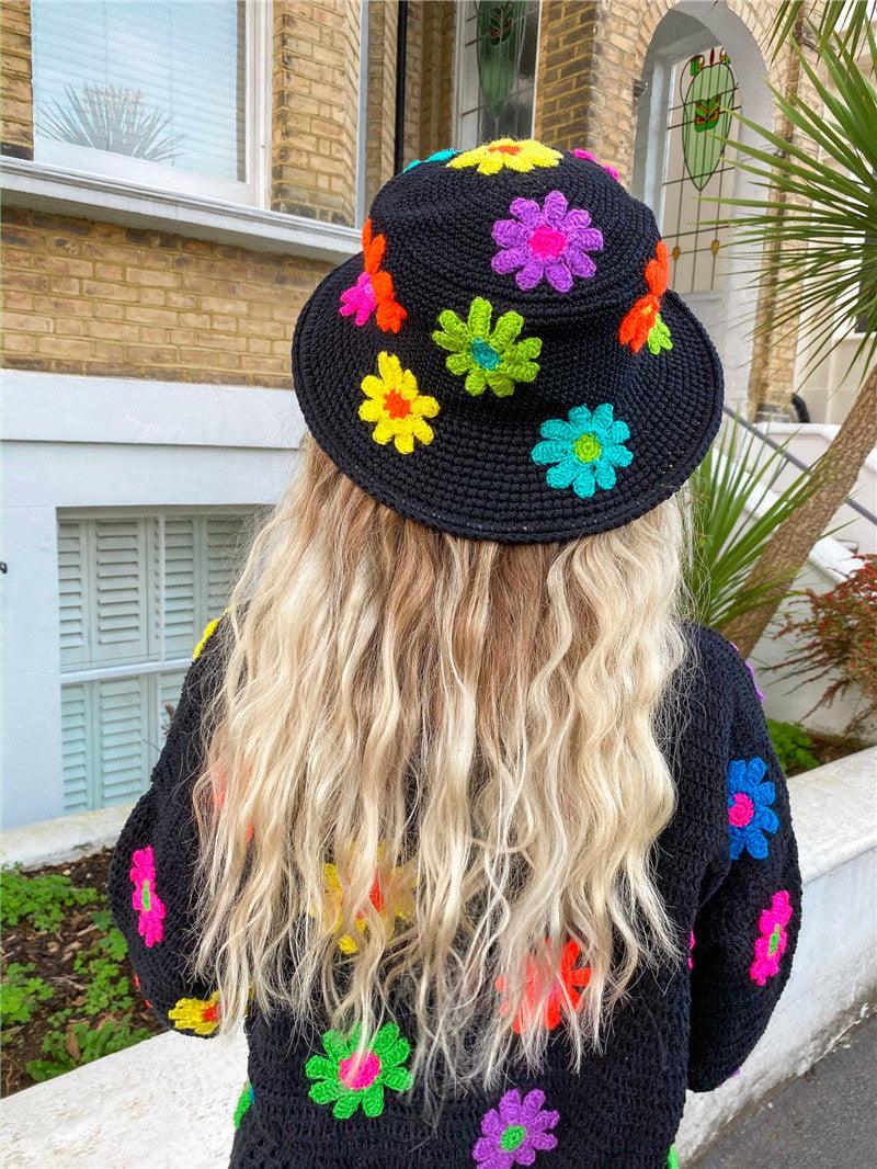 Handmade Retro Floral Knitted Bucket Hat - ODDSALTBoutique