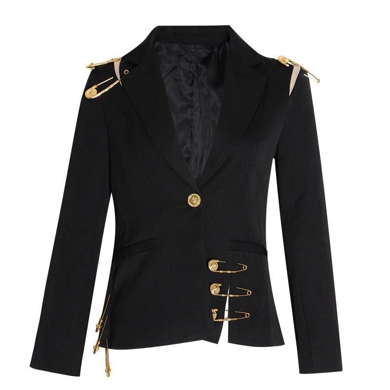 Hollow Out Pin Spliced Jacket Blazer - ODDSALTBoutique