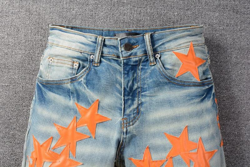 Ripped Hole Pentagram Star Patch Jean - ODDSALTBoutique
