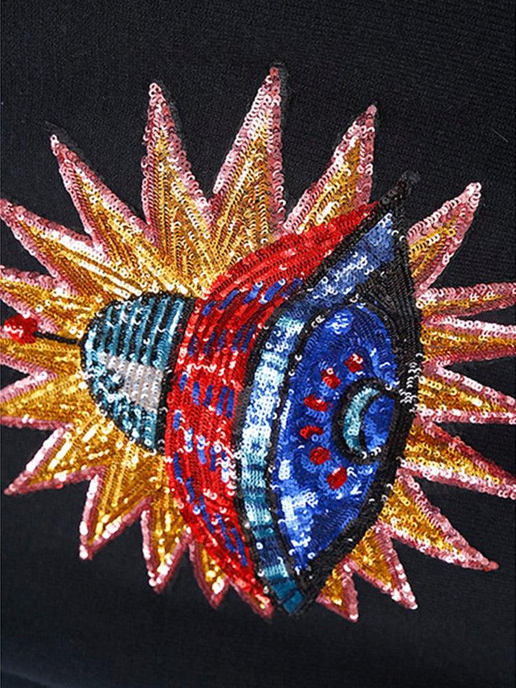 Vintage 3D UFO Sequin Sweater - ODDSALTBoutique