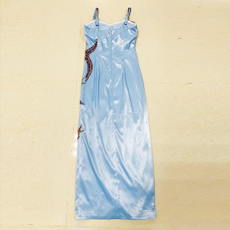 Blue Sequin Glitter Beaded Starfish Dress - ODDSALTBoutique