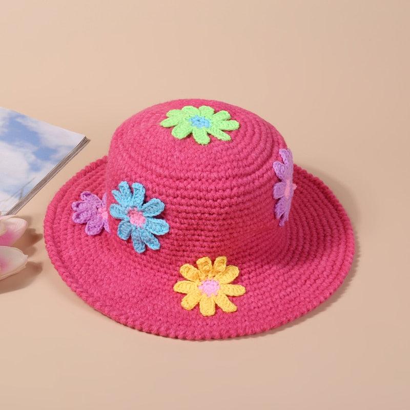 Handmade Retro Floral Knitted Bucket Hat - ODDSALTBoutique