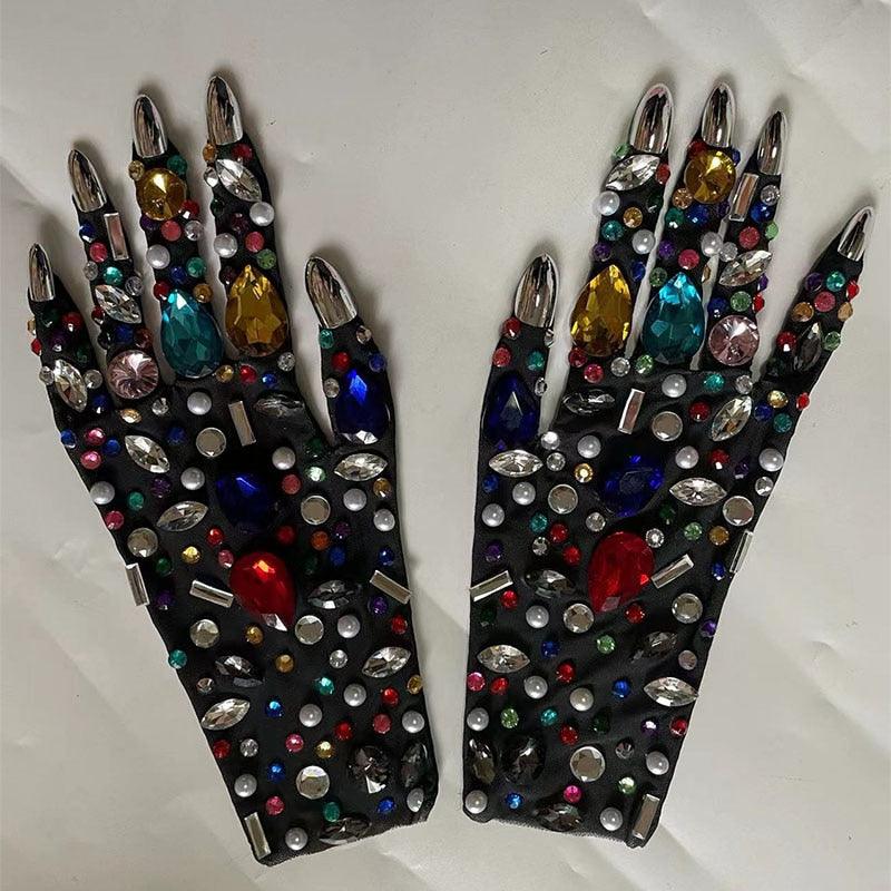 Mesh Crystal Drama Gloves - ODDSALTBoutique