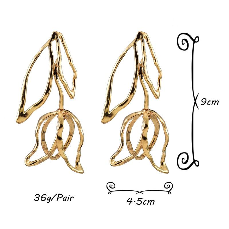 Gold Color Metal Irregular Drop Earrings - ODDSALTBoutique