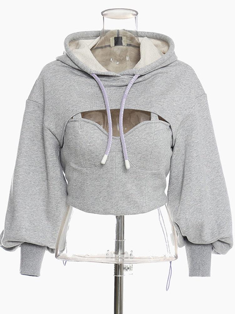 Corset Push Cropped Hoodie - ODDSALTBoutique