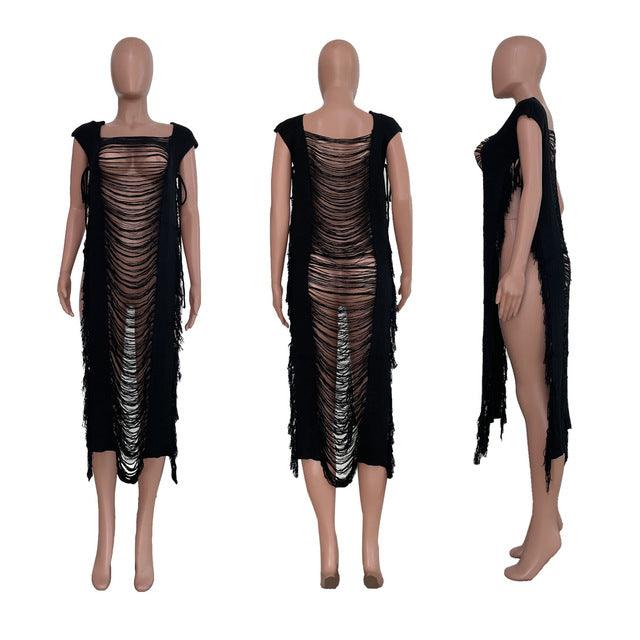Woven Hollowed Out Dress - ODDSALTBoutique