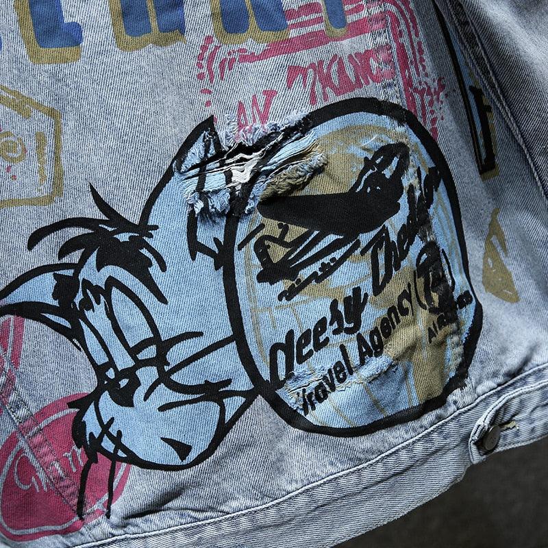 Hand Painted Graffiti Denim Jacket - ODDSALTBoutique