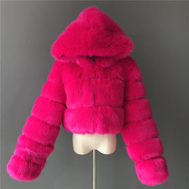 Faux Fur Cropped Bubble Jacket - ODDSALTBoutique