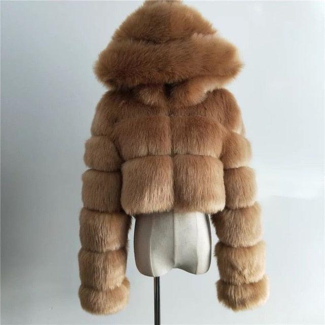 Faux Fur Cropped Bubble Jacket - ODDSALTBoutique