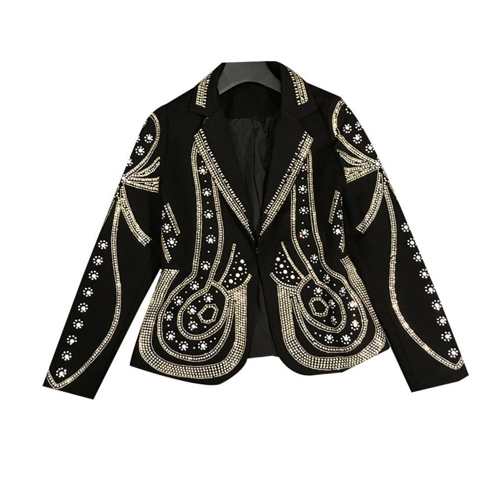 Pearls and Bling Wide Waist Blazer - ODDSALTBoutique