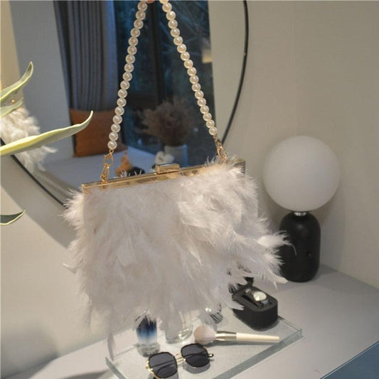 Feathers and Pearls Handbag - ODDSALTBoutique