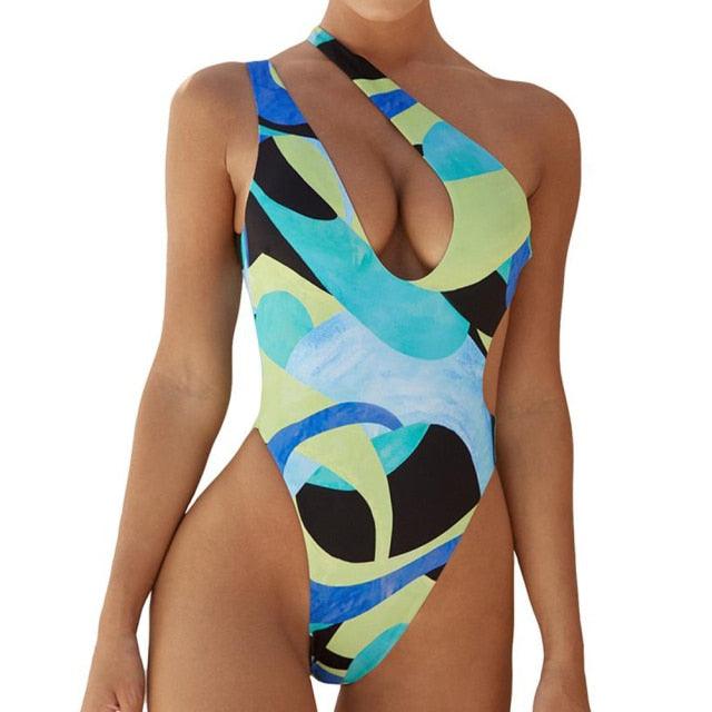 Abstract Monokini Brazilian Swimsuit - ODDSALTBoutique