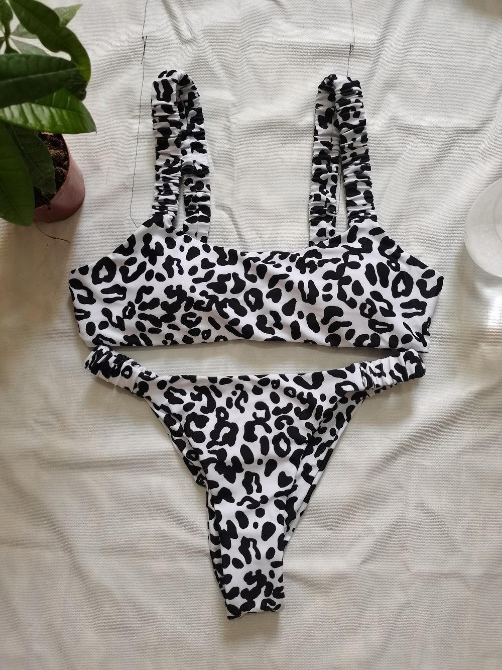 Bright Leopard Print Push Up Thong Swimsuit - ODDSALTBoutique
