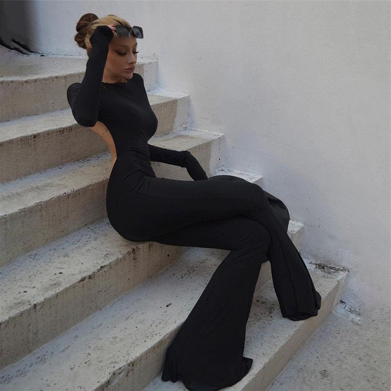 Back Out Fitted Jumpsuit - ODDSALTBoutique